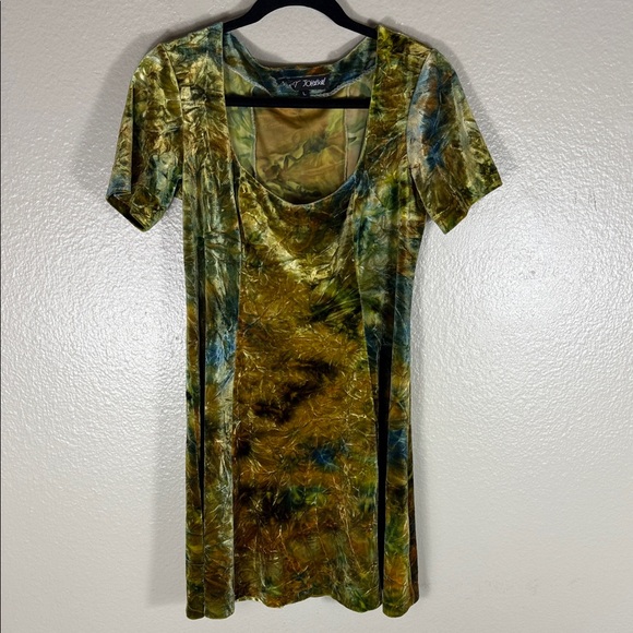 Betsey Johnson Vintage 1990s Betsey Johnson Tie Dye Velvet Mini Dress - Picture 2 of 5